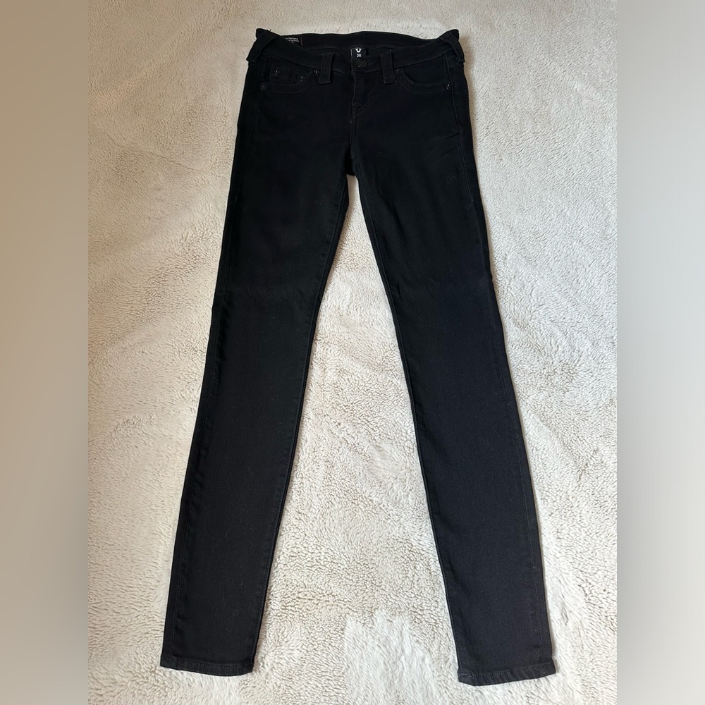 True Religion Halle Mid Rise Super Skinny Jean in Black NWOT